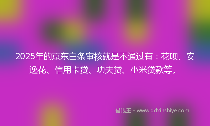 2025年的京东白条审核就是不通过有：花呗、安逸花、信用卡贷、功夫贷、小米贷款等。