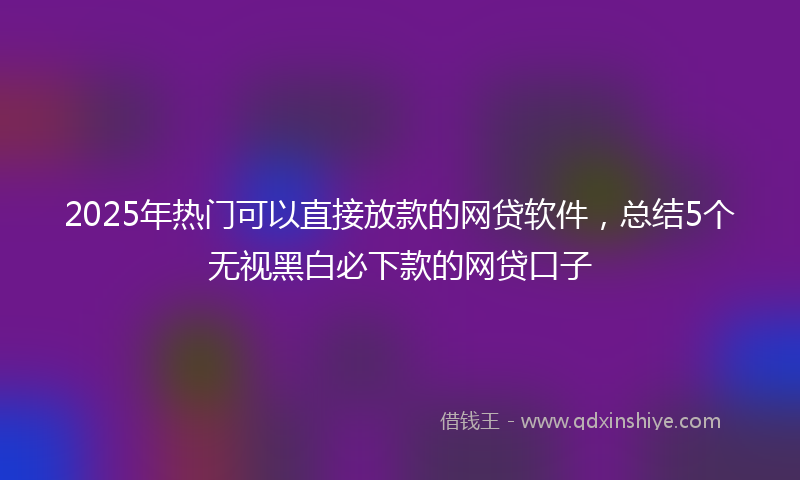 2025年热门可以直接放款的网贷软件，总结5个无视黑白必下款的网贷口子