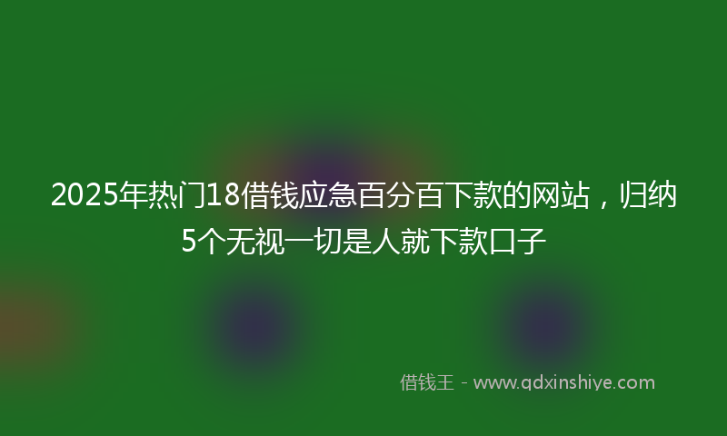 2025年热门18借钱应急百分百下款的网站，归纳5个无视一切是人就下款口子