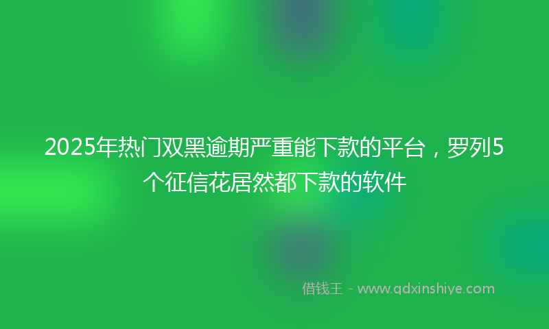 2025年热门双黑逾期严重能下款的平台，罗列5个征信花居然都下款的软件