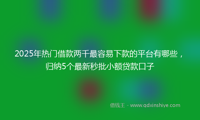 2025年热门借款两千最容易下款的平台有哪些，归纳5个最新秒批小额贷款口子