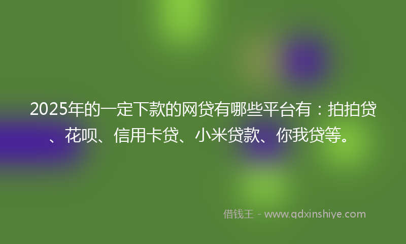 2025年的一定下款的网贷有哪些平台有:拍拍贷、花呗、信用卡贷、小米贷款、你我贷等。