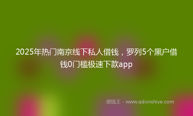 2025年热门南京线下私人借钱，罗列5个黑户借钱0门槛极速下款app