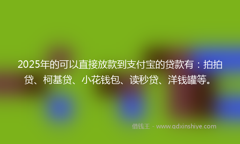2025年的可以直接放款到支付宝的贷款有：拍拍贷、柯基贷、小花钱包、读秒贷、洋钱罐等。