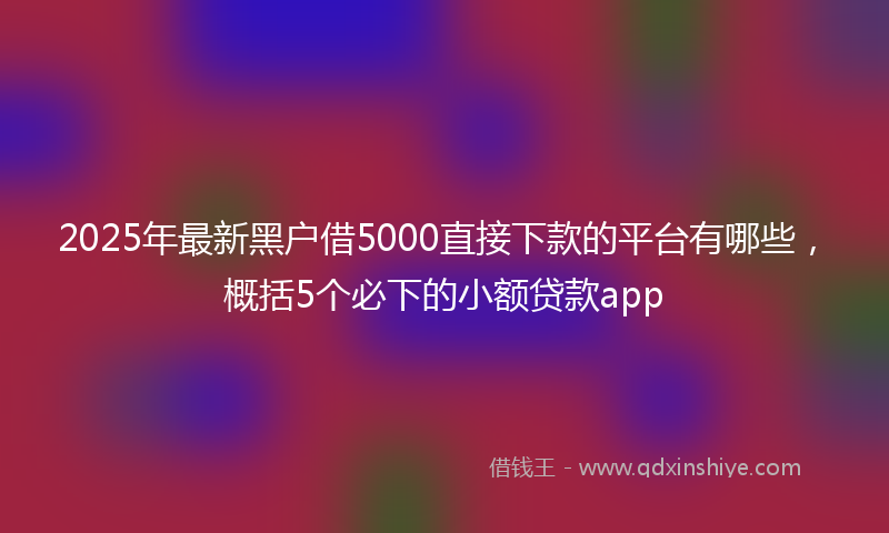 2025年最新黑户借5000直接下款的平台有哪些，概括5个必下的小额贷款app