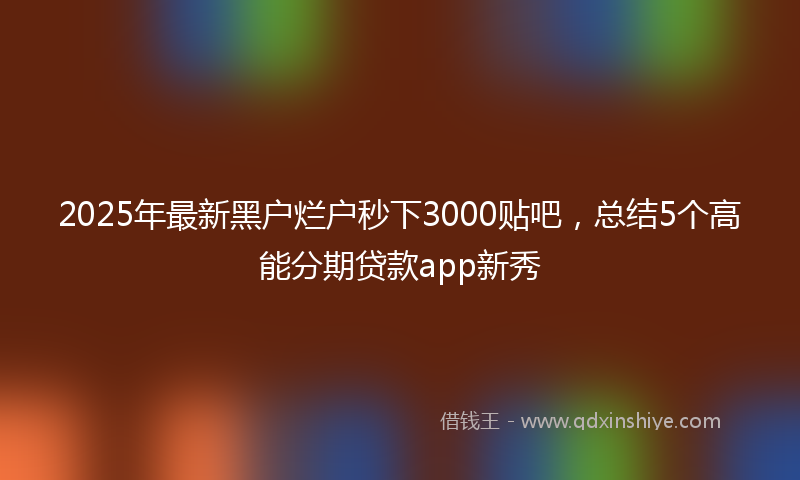 2025年最新黑户烂户秒下3000贴吧，总结5个高能分期贷款app新秀