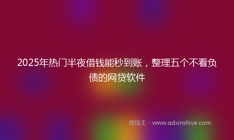 2025年热门半夜借钱能秒到账，整理五个不看负债的网贷软件