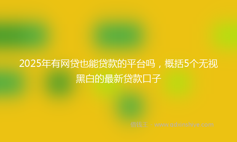 2025年有网贷也能贷款的平台吗，概括5个无视黑白的最新贷款口子