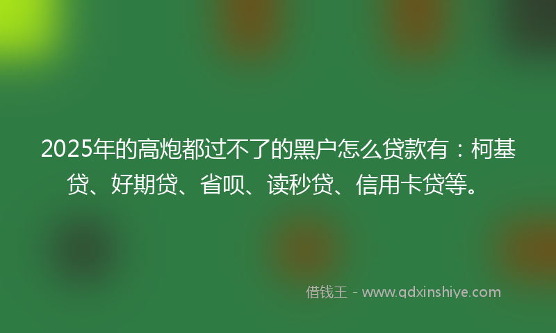 2025年的高炮都过不了的黑户怎么贷款有：柯基贷、好期贷、省呗、读秒贷、信用卡贷等。