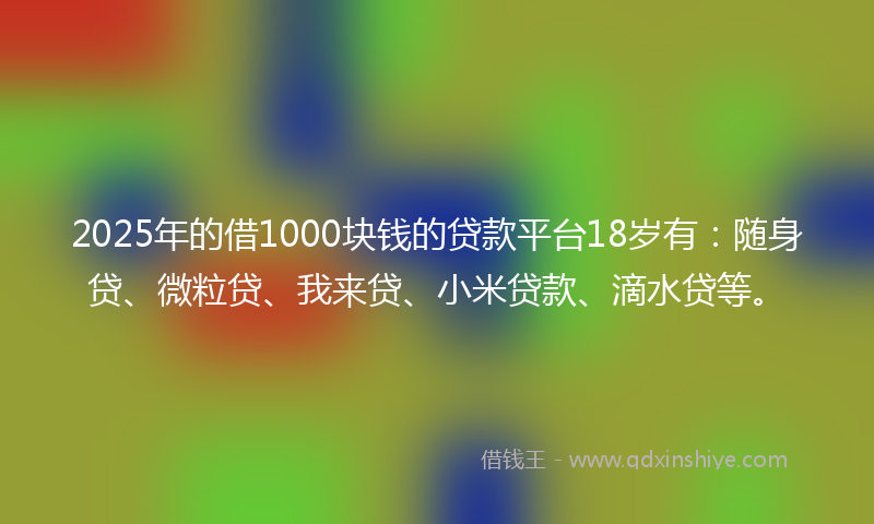 2025年的借1000块钱的贷款平台18岁有：随身贷、微粒贷、我来贷、小米贷款、滴水贷等。