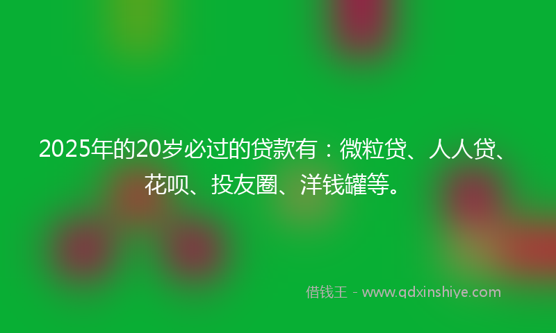 2025年的20岁必过的贷款有：微粒贷、人人贷、花呗、投友圈、洋钱罐等。