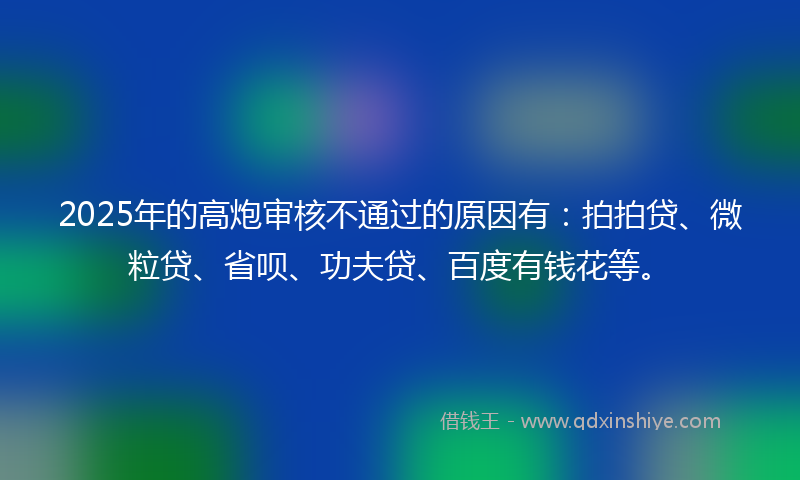 2025年的高炮审核不通过的原因有：拍拍贷、微粒贷、省呗、功夫贷、百度有钱花等。