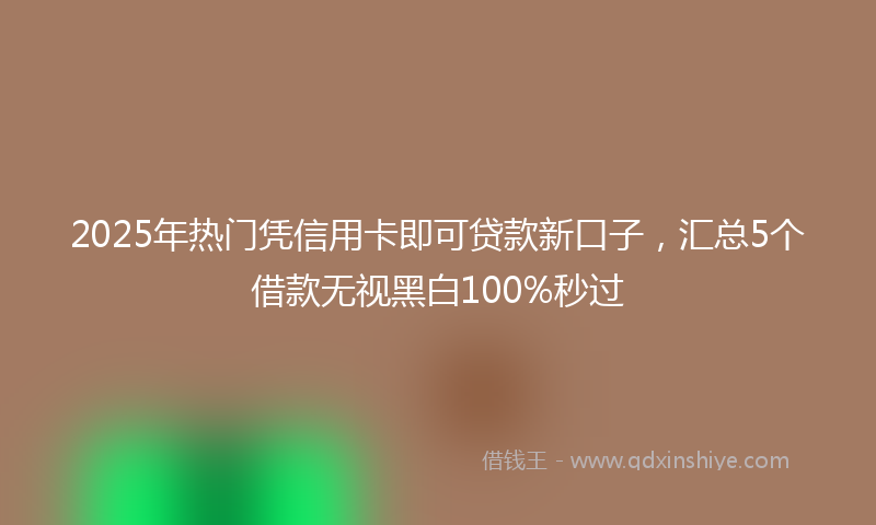 2025年热门凭信用卡即可贷款新口子，汇总5个借款无视黑白100%秒过