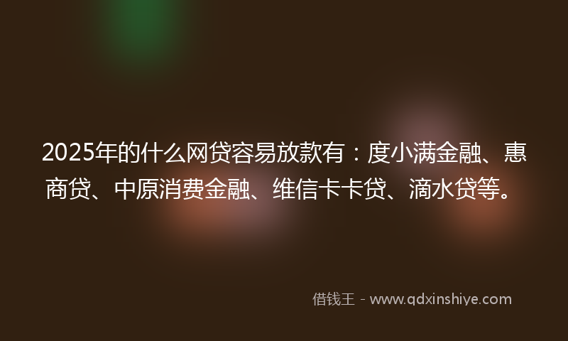 2025年的什么网贷容易放款有：度小满金融、惠商贷、中原消费金融、维信卡卡贷、滴水贷等。