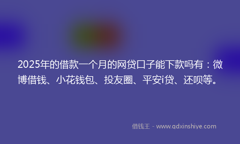 2025年的借款一个月的网贷口子能下款吗有：微博借钱、小花钱包、投友圈、平安i贷、还呗等。