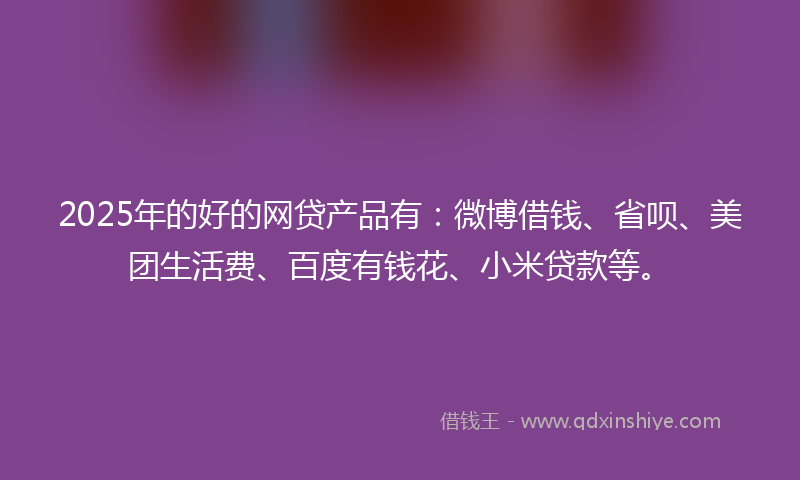 2025年的好的网贷产品有：微博借钱、省呗、美团生活费、百度有钱花、小米贷款等。