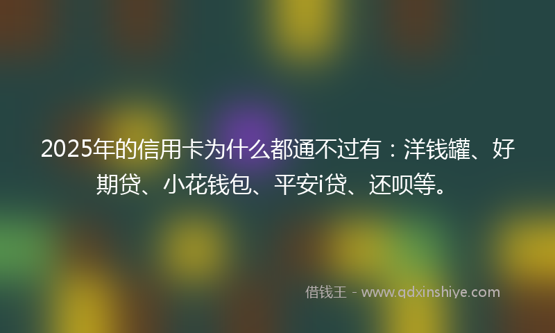 2025年的信用卡为什么都通不过有：洋钱罐、好期贷、小花钱包、平安i贷、还呗等。