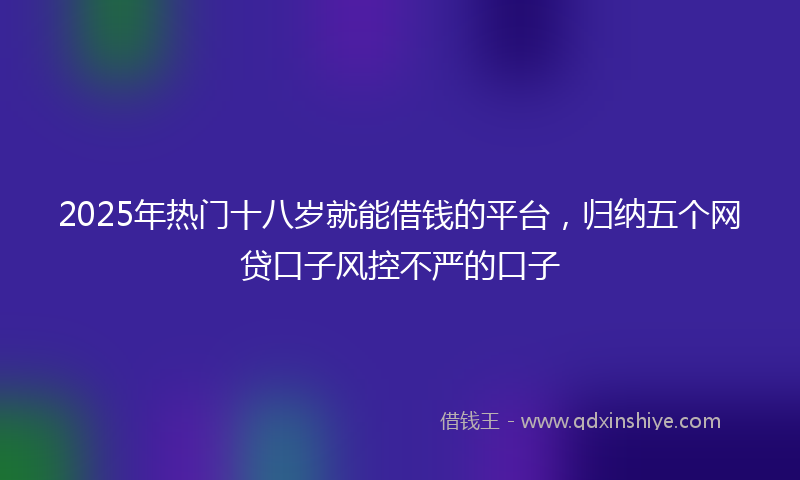 2025年热门十八岁就能借钱的平台，归纳五个网贷口子风控不严的口子