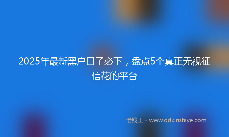 2025年最新黑户口子必下，盘点5个真正无视征信花的平台