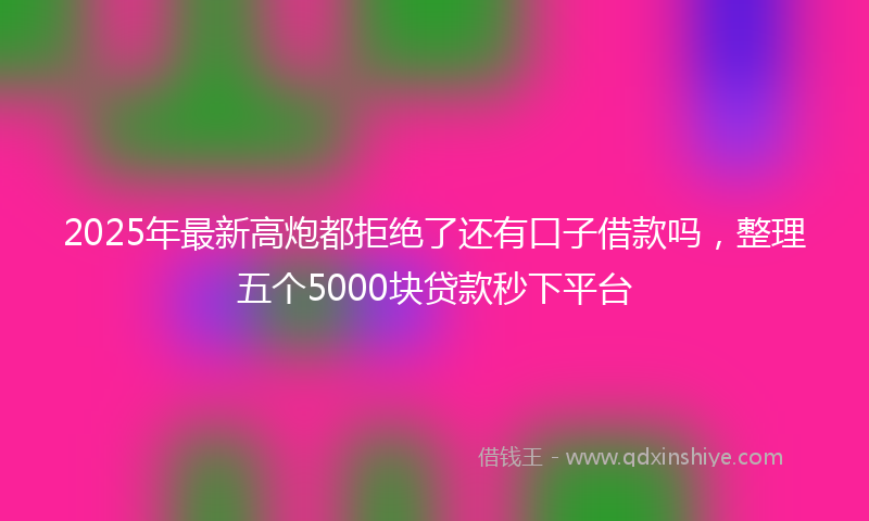 2025年最新高炮都拒绝了还有口子借款吗，整理五个5000块贷款秒下平台