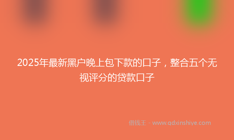 2025年最新黑户晚上包下款的口子，整合五个无视评分的贷款口子