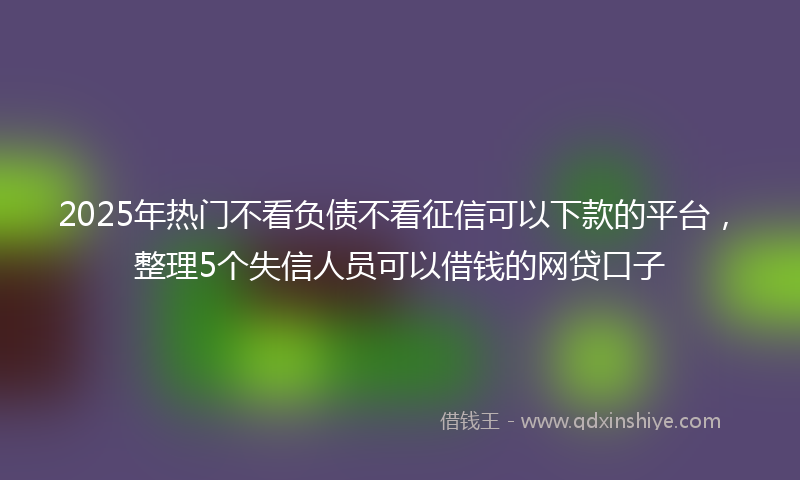 2025年热门不看负债不看征信可以下款的平台，整理5个失信人员可以借钱的网贷口子