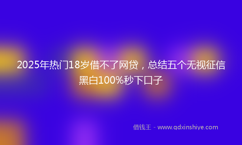 2025年热门18岁借不了网贷，总结五个无视征信黑白100%秒下口子