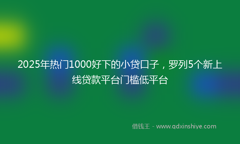 2025年热门1000好下的小贷口子，罗列5个新上线贷款平台门槛低平台
