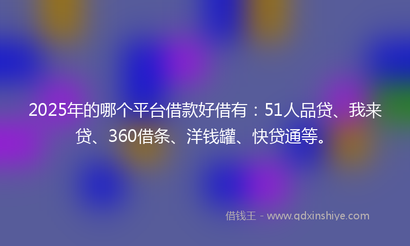 2025年的哪个平台借款好借有：51人品贷、我来贷、360借条、洋钱罐、快贷通等。