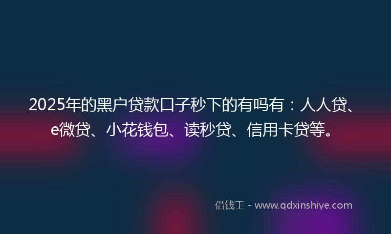2025年的黑户贷款口子秒下的有吗有：人人贷、e微贷、小花钱包、读秒贷、信用卡贷等。