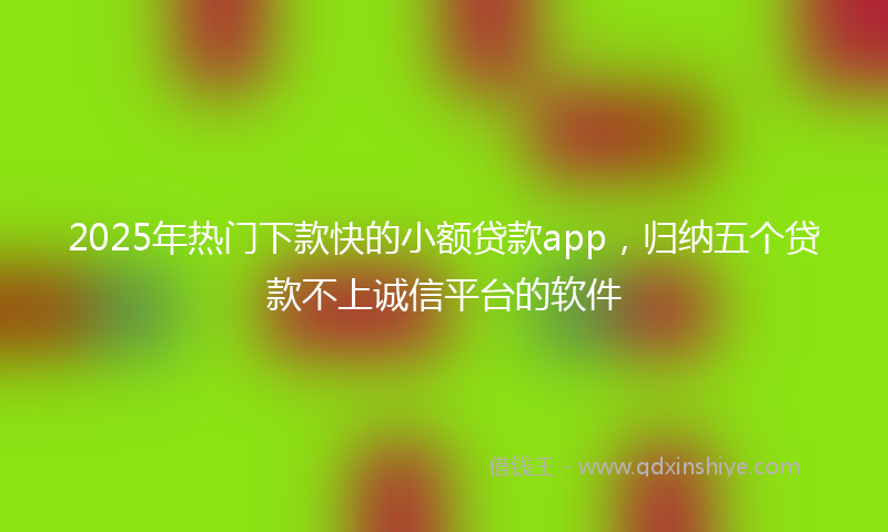 2025年热门下款快的小额贷款app，归纳五个贷款不上诚信平台的软件
