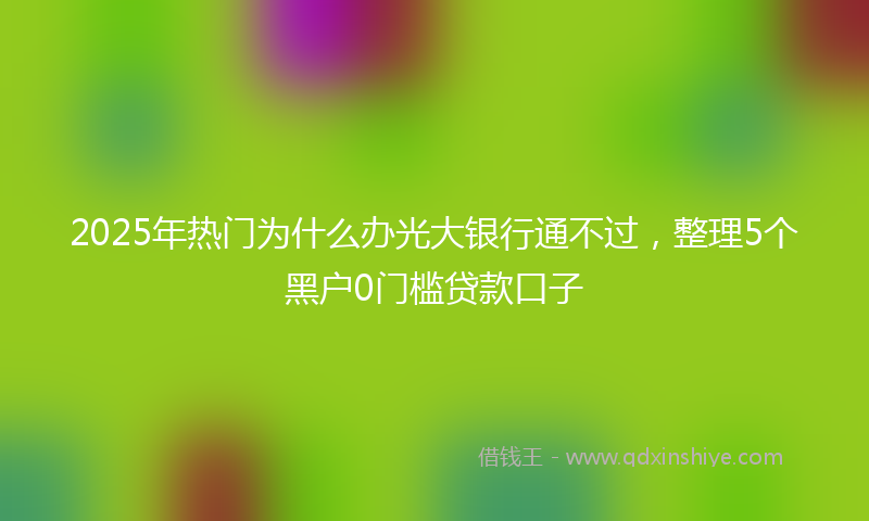 2025年热门为什么办光大银行通不过，整理5个黑户0门槛贷款口子