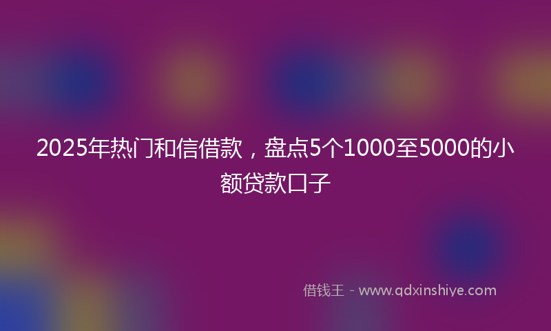 2025年热门和信借款，盘点5个1000至5000的小额贷款口子