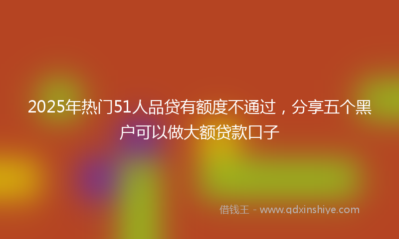 2025年热门51人品贷有额度不通过，分享五个黑户可以做大额贷款口子