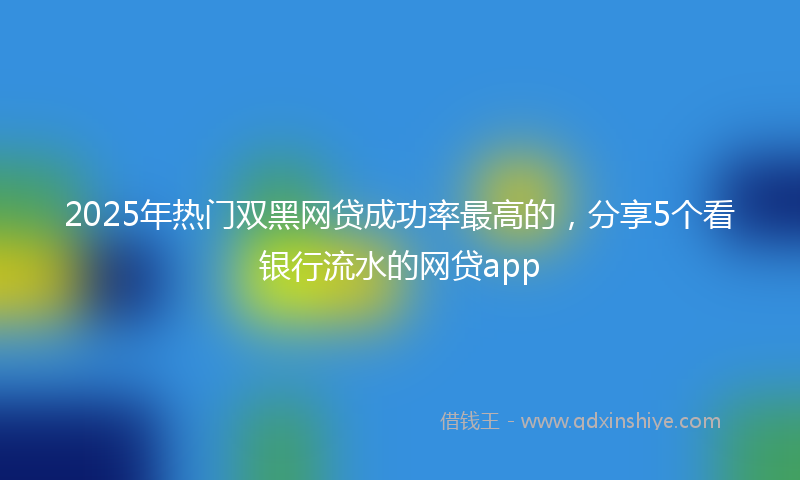 2025年热门双黑网贷成功率最高的，分享5个看银行流水的网贷app
