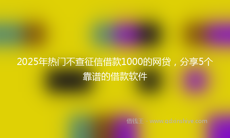 2025年热门不查征信借款1000的网贷，分享5个靠谱的借款软件