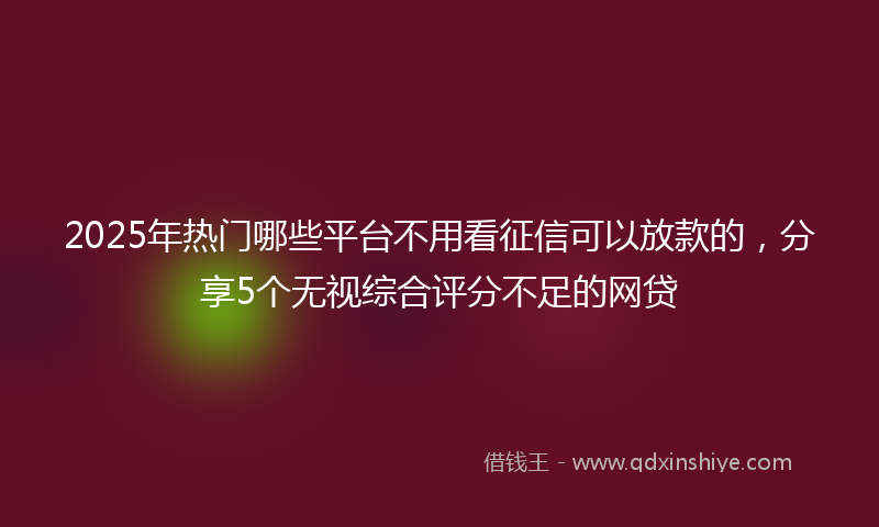 2025年热门哪些平台不用看征信可以放款的，分享5个无视综合评分不足的网贷