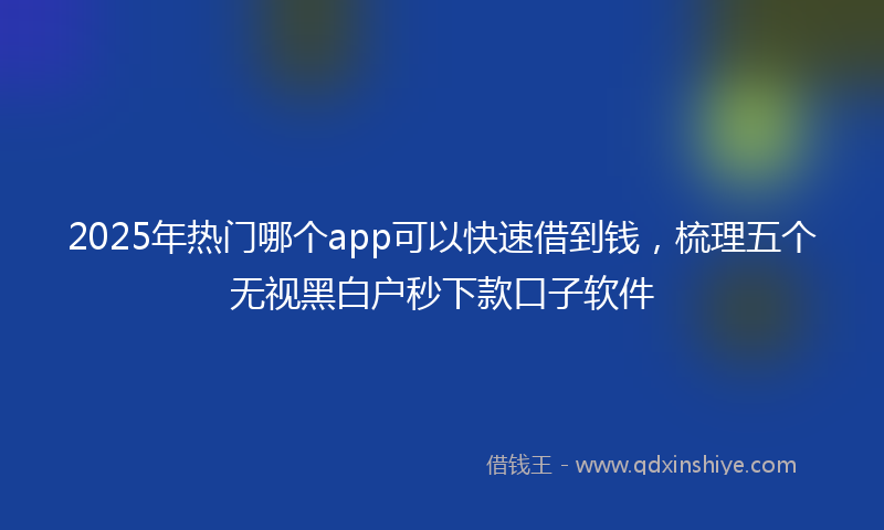 2025年热门哪个app可以快速借到钱，梳理五个无视黑白户秒下款口子软件