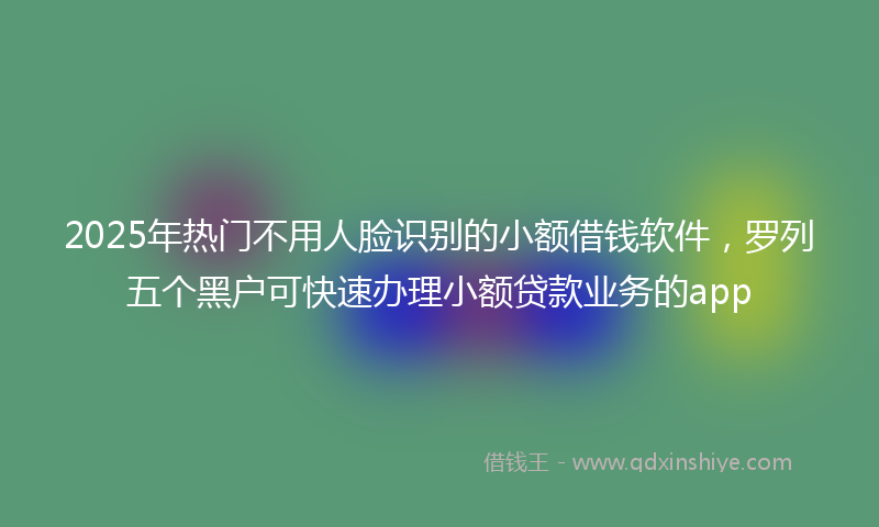 2025年热门不用人脸识别的小额借钱软件，罗列五个黑户可快速办理小额贷款业务的app