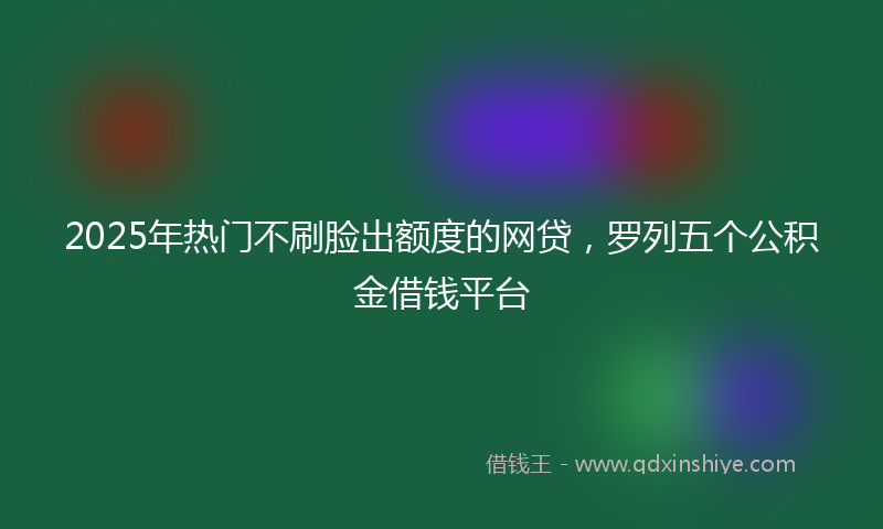 2025年热门不刷脸出额度的网贷，罗列五个公积金借钱平台