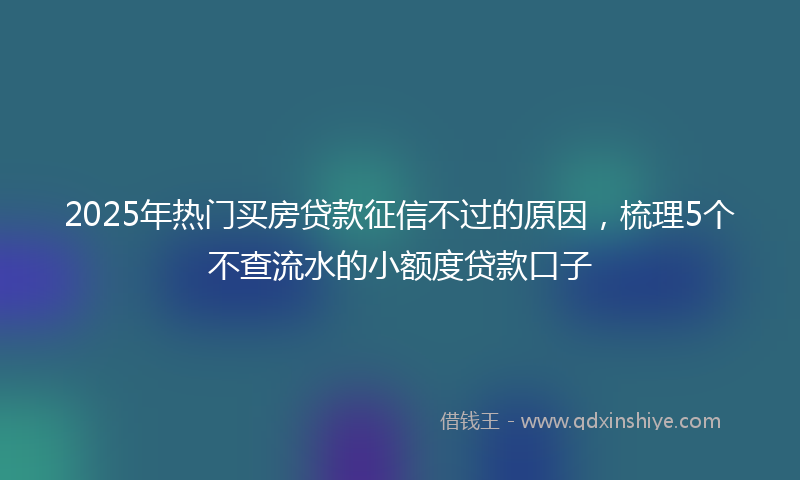 2025年热门买房贷款征信不过的原因，梳理5个不查流水的小额度贷款口子