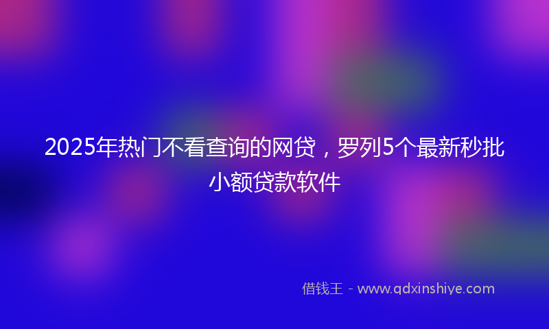 2025年热门不看查询的网贷，罗列5个最新秒批小额贷款软件