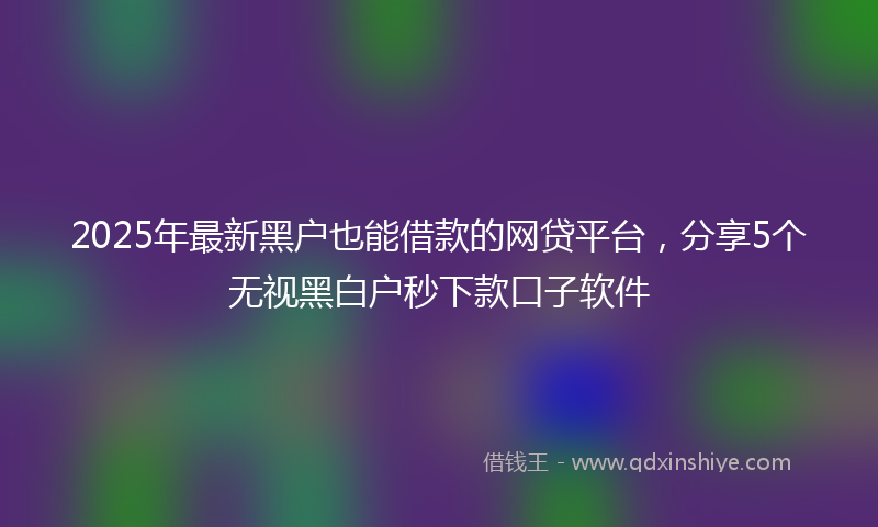 2025年最新黑户也能借款的网贷平台，分享5个无视黑白户秒下款口子软件