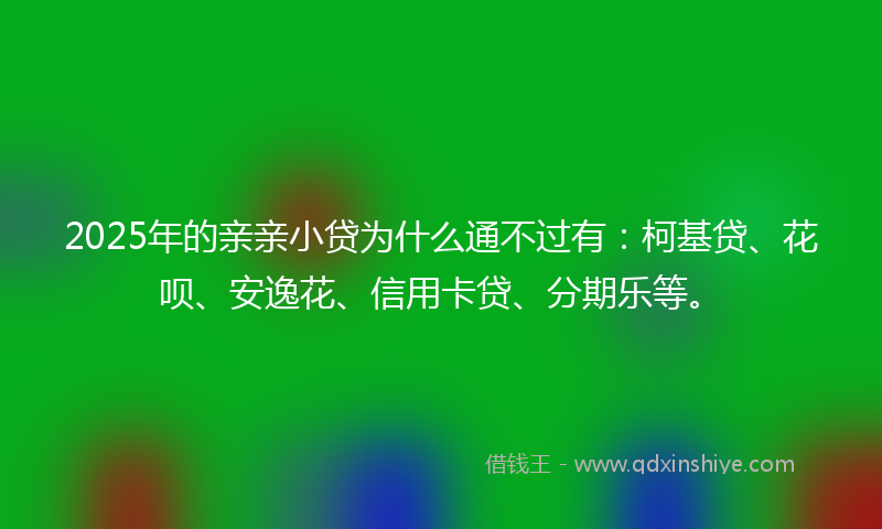 2025年的亲亲小贷为什么通不过有：柯基贷、花呗、安逸花、信用卡贷、分期乐等。