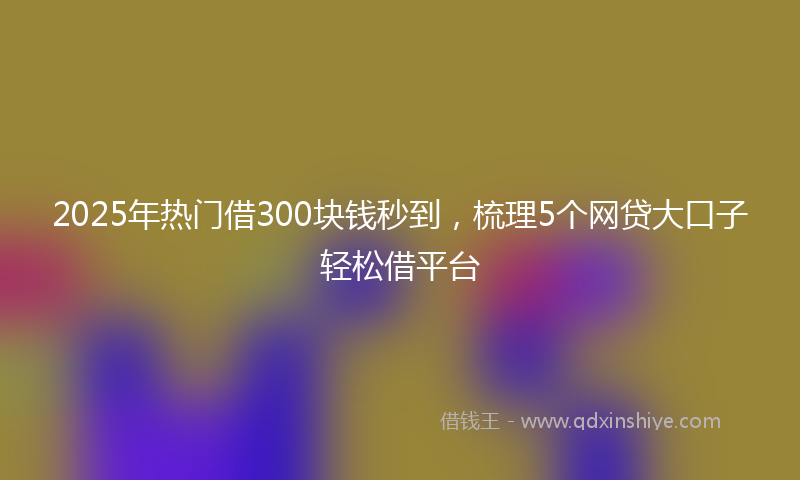2025年热门借300块钱秒到，梳理5个网贷大口子轻松借平台