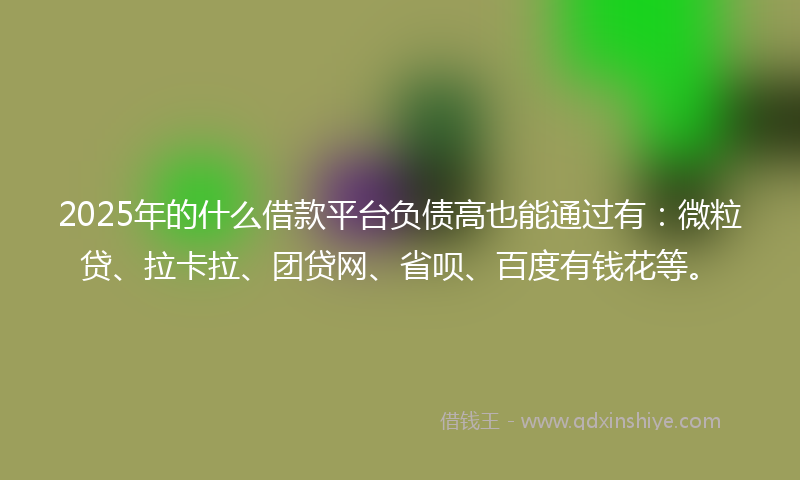 2025年的什么借款平台负债高也能通过有：微粒贷、拉卡拉、团贷网、省呗、百度有钱花等。