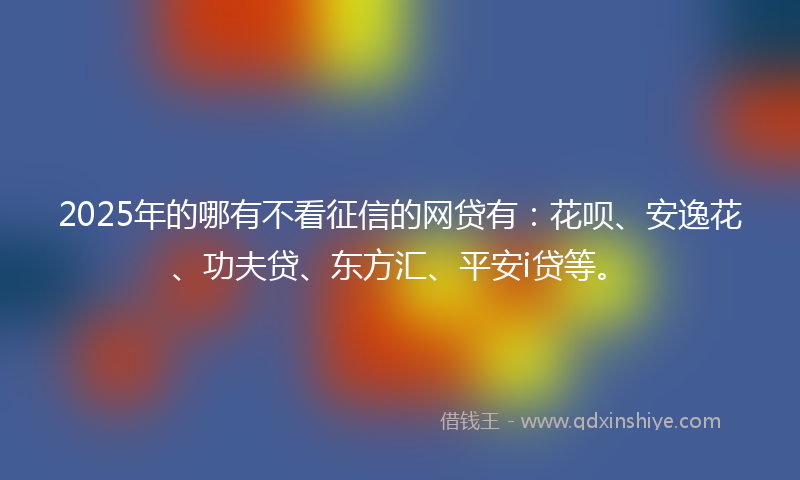 2025年的哪有不看征信的网贷有：花呗、安逸花、功夫贷、东方汇、平安i贷等。