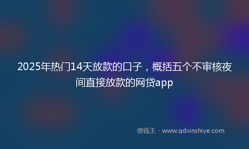2025年热门14天放款的口子，概括五个不审核夜间直接放款的网贷app