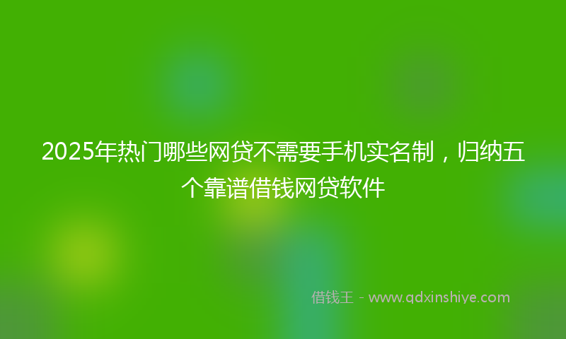2025年热门哪些网贷不需要手机实名制，归纳五个靠谱借钱网贷软件