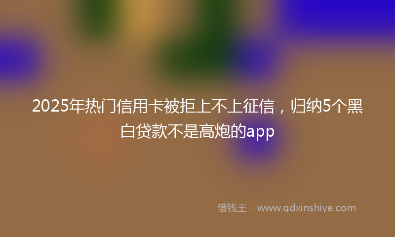 2025年热门信用卡被拒上不上征信，归纳5个黑白贷款不是高炮的app